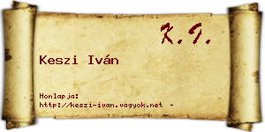 Keszi Iván névjegykártya